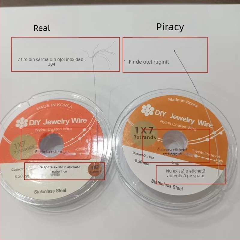 Sârmă pentru mărgele din oțel inoxidabil, cu finisaj lacuit la coacere