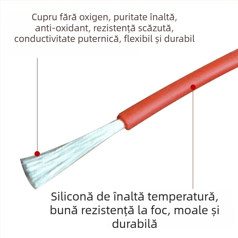 GB-standard 6 AWG cablu moale din siliciu, rezistent la temperaturi înalte, conductor pentru pachet de baterii, cu două conductoare, -60°C până la 200°C, 600V
