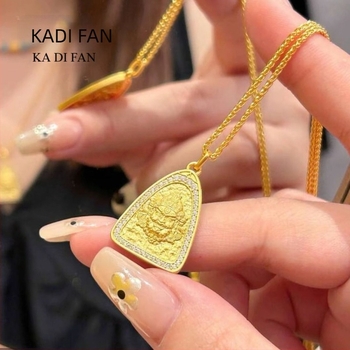 Colier din cupru placat cu aur, pandantiv geometric al lui Dumnezeu al Bogăției, pe lanț în stil Chopard, electroplacare, unisex