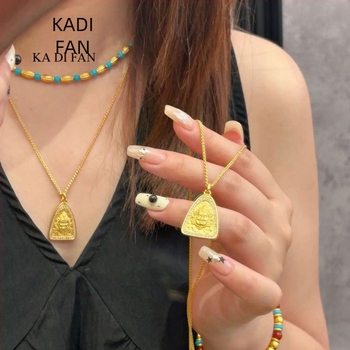 Colier din cupru placat cu aur, pandantiv geometric al lui Dumnezeu al Bogăției, pe lanț în stil Chopard, electroplacare, unisex