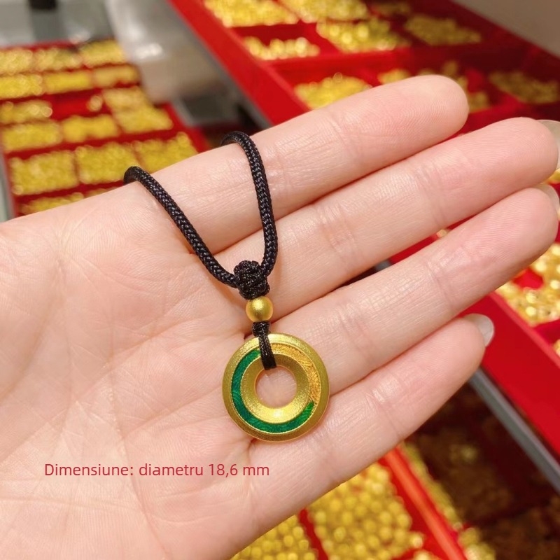 Colier cu pandantiv donut, lungime reglabilă, cupru cu electroplating, primăvara 2023, stil nou chinezesc