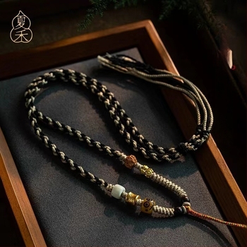 Colier – tricotat manual, pandantiv din aliaj pe lanț obișnuit, stil tibetan Thangka etnic, unisex