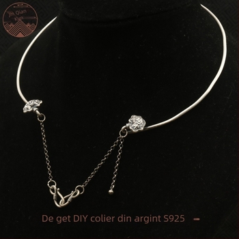 Colier choker din argint S990 pentru femei, stil etnic, formă geometrică în U, greutate 17,8 g
