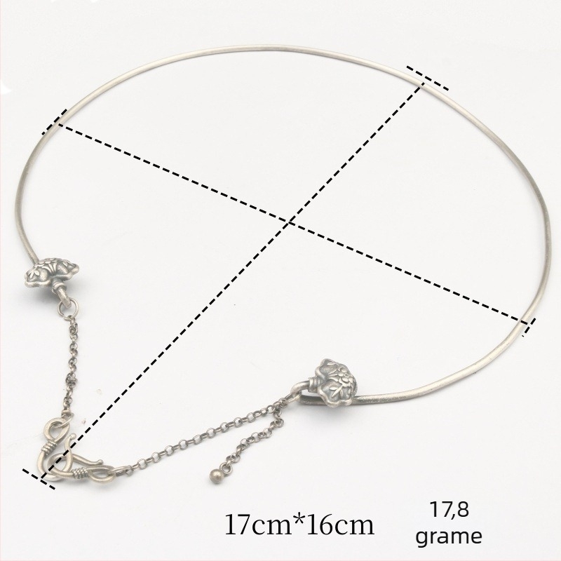 Colier choker din argint S990 pentru femei, stil etnic, formă geometrică în U, greutate 17,8 g