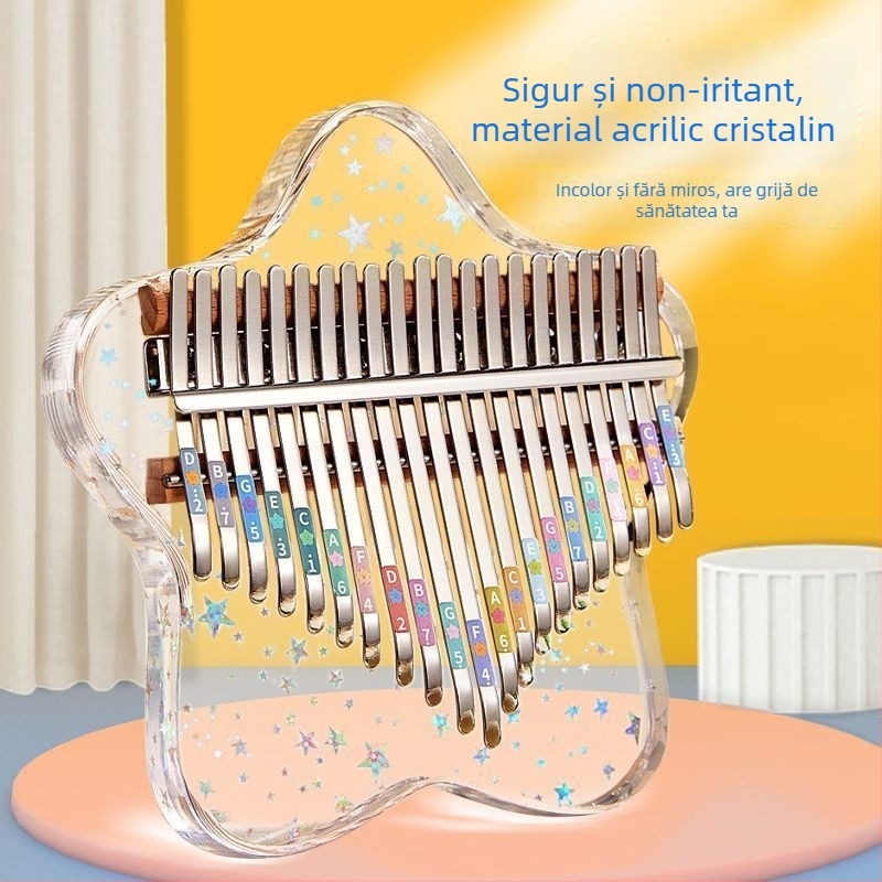 Kalimba din acrilic transparent, pentru începători – sunet în tonalitatea A, portabil