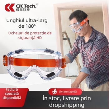 Ochelari de protecție pentru tăiere industrială și șlefuire, lentile din policarbonat, 1 mm, anti-praf, anti-stropire și protecție chimică | CKY-135 FW