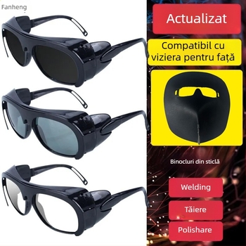 Ochelari de protecție pentru sudură, cadru reglabil, lentile din sticlă, anti-oglindire și anti-radiație, pentru șlefuire și tăiere
