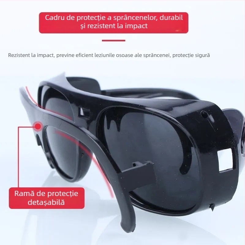 Ochelari de protecție pentru sudură, cadru reglabil, lentile din sticlă, anti-oglindire și anti-radiație, pentru șlefuire și tăiere