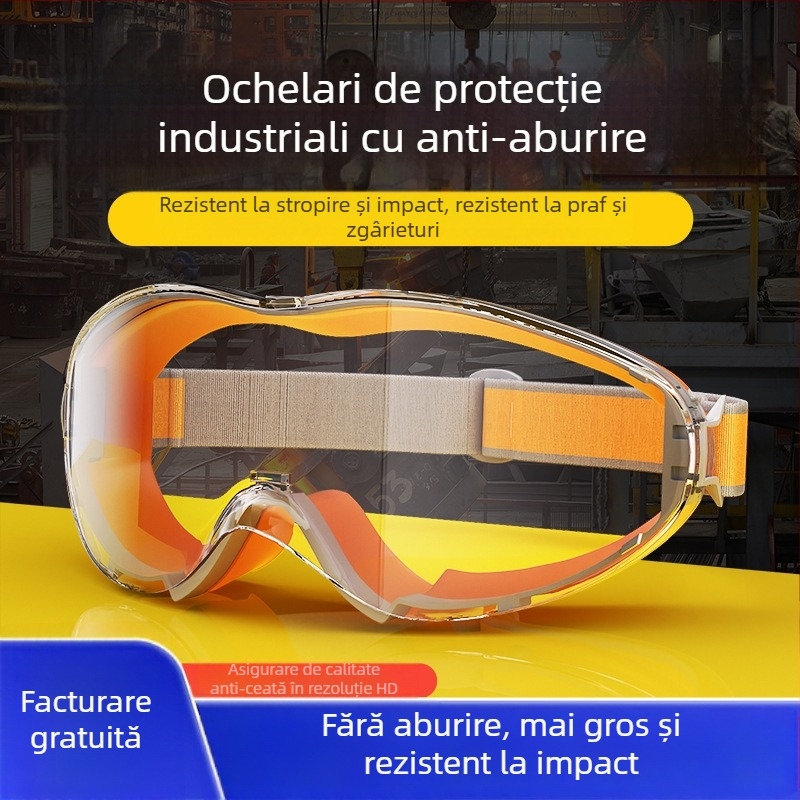 Ochelari de protecție industriali cu antifog, impermeabili, rezistenți la vânt și praf; potriviți pentru tăiere, șlefuire și sudură; marca Lichang, ramă din TPE, cod S2323