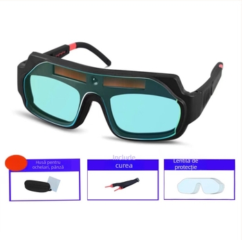 Ochelari de sudură cu întunecare automată, protecție UV și anti-strălucire pentru sudură cu arc de argon