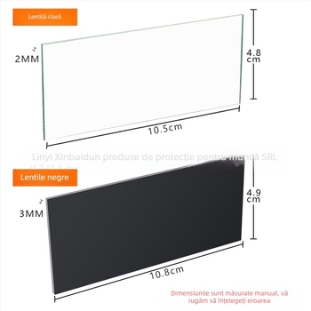 Lentilă pentru mască de sudură, sticlă, grosime 3 mm, pentru sudură, sudură cu arc argon și tăiere, protecție UV
