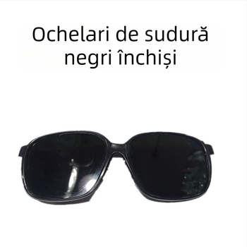 Ochelari de sudură cu ramă neagră și lentile din sticlă, ochelari de protecție antișoc, rezistenți la vânt, transmisie luminoasă 98%