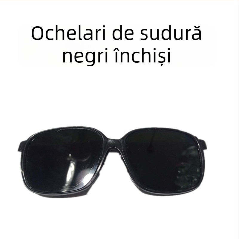 Ochelari de sudură cu ramă neagră și lentile din sticlă, ochelari de protecție antișoc, rezistenți la vânt, transmisie luminoasă 98%