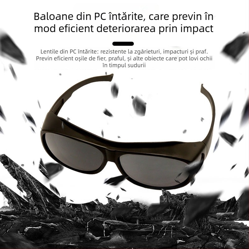 Ochelari de sudură cu ramă reglabilă, lentile PC, grosime 2 mm, transmisie luminoasă 10%, conform GB30863/EN207