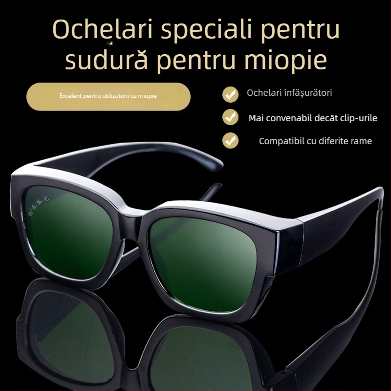 Ochelari de protecție pentru sudură, anti-reflexie, protecție împotriva stropilor, ramă reglabilă, sticlă HD temperată