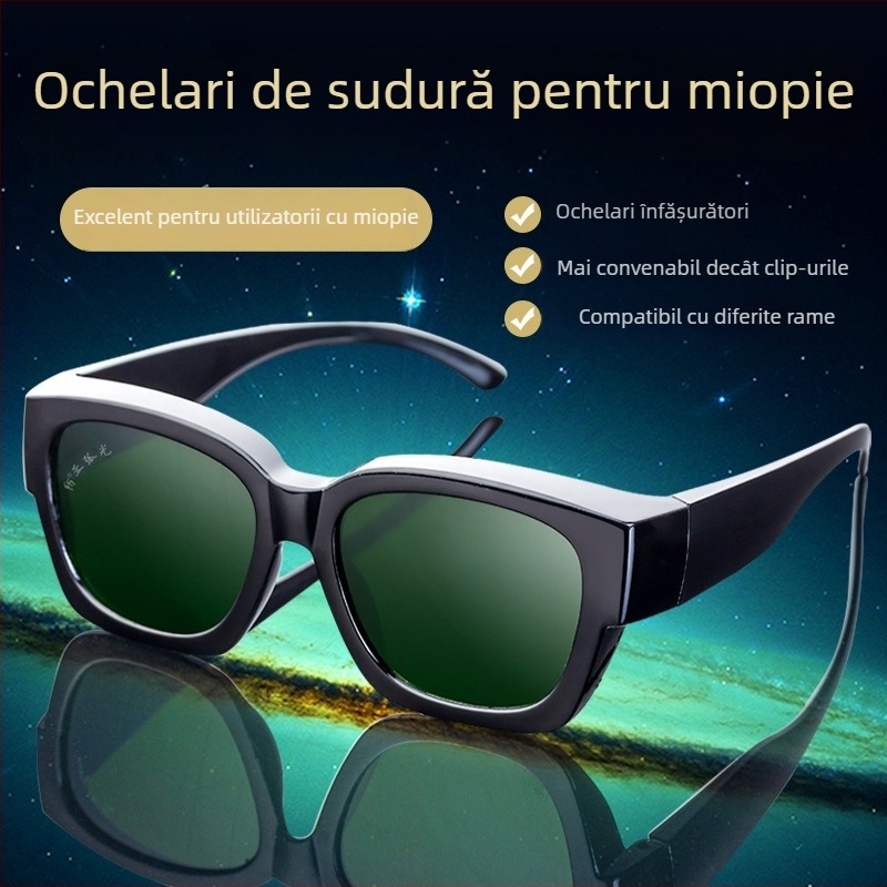 Ochelari de protecție pentru sudură, anti-reflexie, protecție împotriva stropilor, ramă reglabilă, sticlă HD temperată