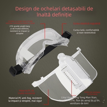 Mască split anti-ceață cu ramă detașabilă — anti-impact, dublă funcționalitate, lentile PC și ramă PC