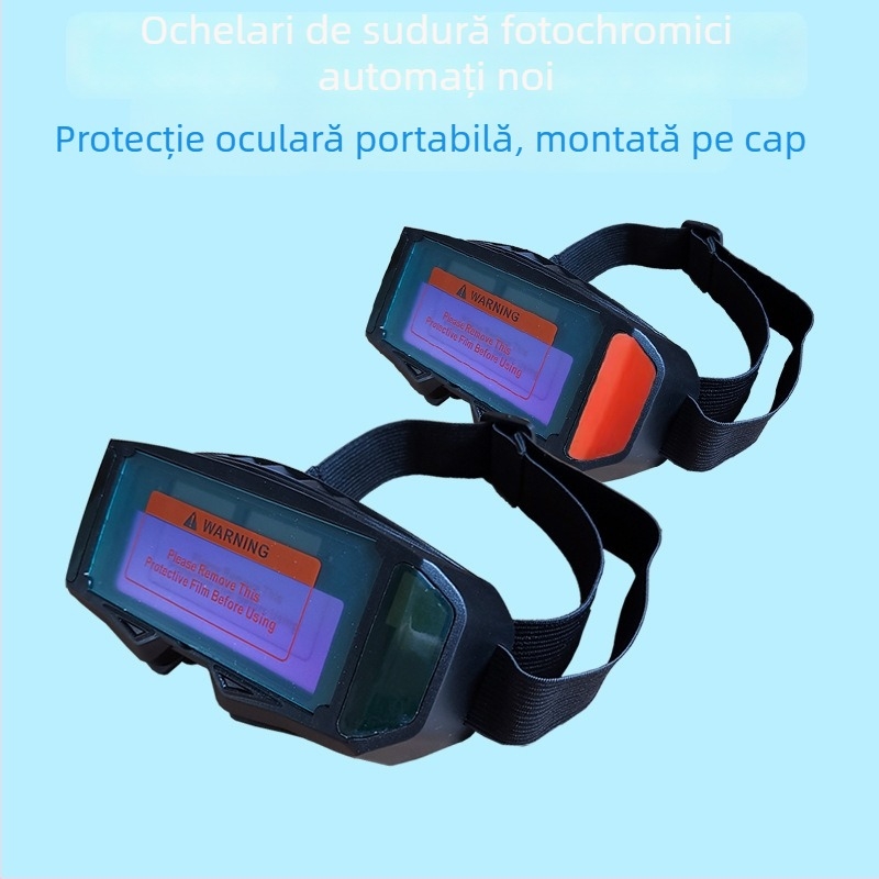 Ochelari de sudură cu reglaj automat al întunecării, purtați pe cap, ramă ABS, lentilă 30 mm, transmisie luminoasă 9–13%, standard GB21551335-2006