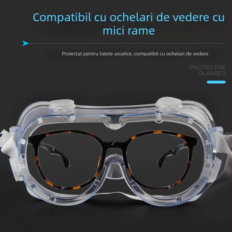Ochelari de protecție Four-Bead – antifog, protecție la praf, curea elastică, lentilă 2.0 mm, transparență 99%, ramă din poliﬁfibă