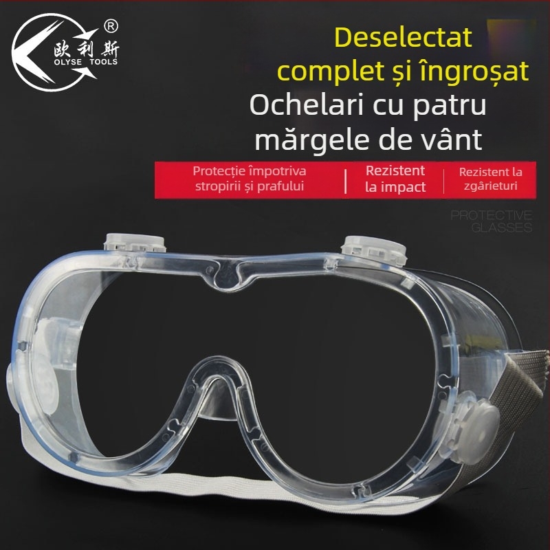 Ochelari de protecție Four-Bead – antifog, protecție la praf, curea elastică, lentilă 2.0 mm, transparență 99%, ramă din polififibă