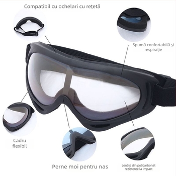 X400 Ochelari – Material PC, rezistenți la vânt, rame complete, unisex