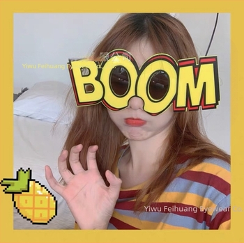 Ochelari BOOM cu formă literei, ramă completă, unisex, pentru petreceri și fotografii, material PC, model 076, brand Feihuang, etichetă privată licențiată