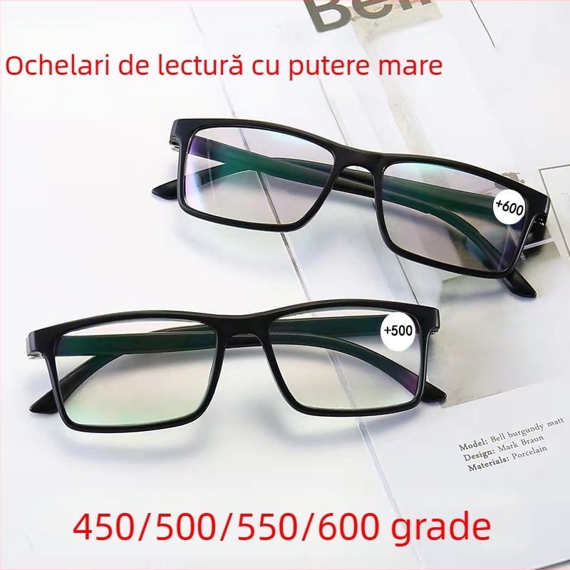 Ochelari de citit unisex, ramă completă, stil retro (lentile PC, lentile asferice, modelul 9801)
