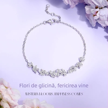 Brățară pentru femei din seria Wisteria Flower - Bai Jinrui, cupru, tratament cu diamant