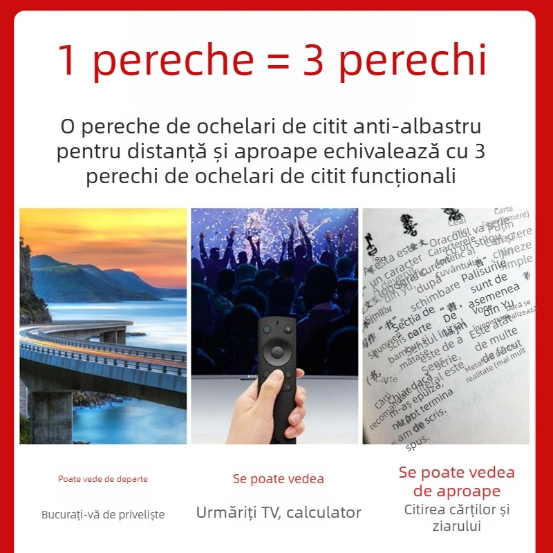 Ochelari de lectură cu lentile progresive multifocale, lentile PC, ramă din metal, model 4070, anti-lumină albastră, pentru distanță și aproape