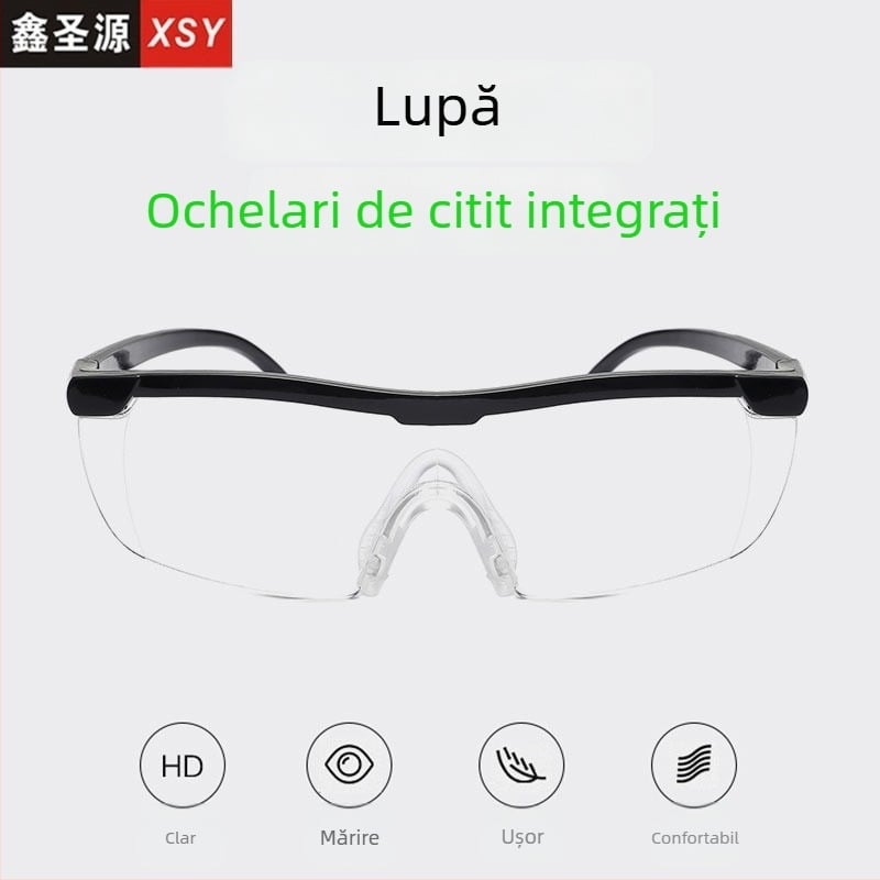 Ochelari de citit cu mărire 1.8x, design integrat, lentile PC, protecție împotriva luminii albastre, model A8801