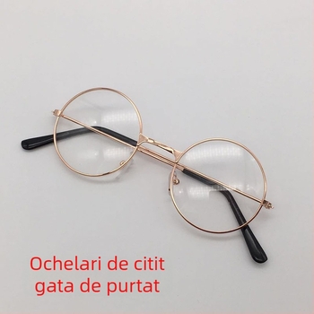 Ochelari de lectură pentru presbiopie, rame metalice rotunde, unisex, stil retro, ramă integrală, model 2222