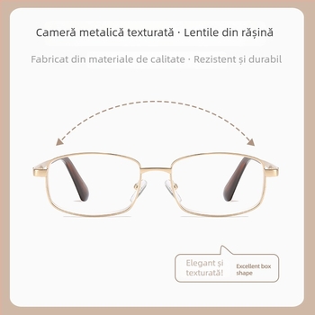 Ochelari de citit, cadru metalic complet, lentile din rășină, 650–2000D, pentru adulți