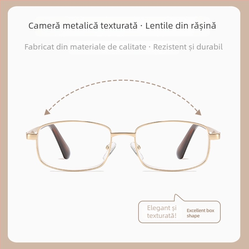 Ochelari de citit, cadru metalic complet, lentile din rășină, 650–2000D, pentru adulți