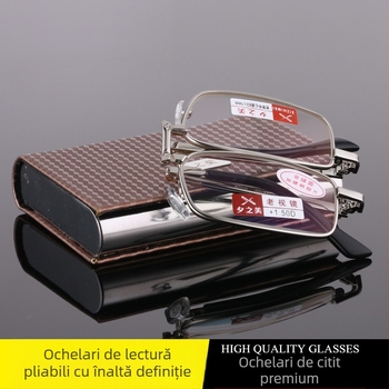 Ochelari de lectură, pliabili, anti-lumină albastră, lentile asferice, ramă din metal