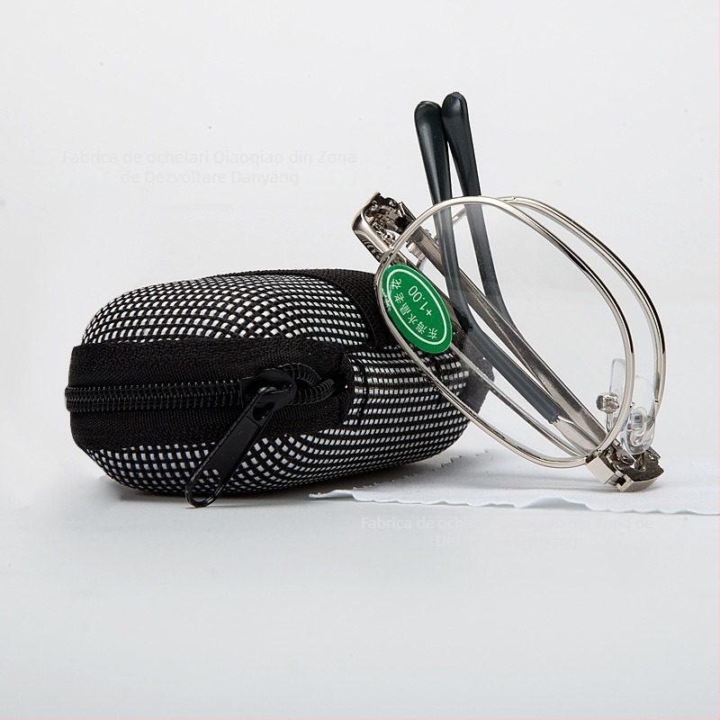 Ochelari de citit pliabili, ramă metalică ovală, lentile TAC, model 2008, ramă completă