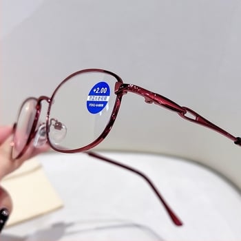 Ochelari de lectură pentru femei, lentile din rășină, protecție împotriva luminii albastre, ramă ovală, cadru complet