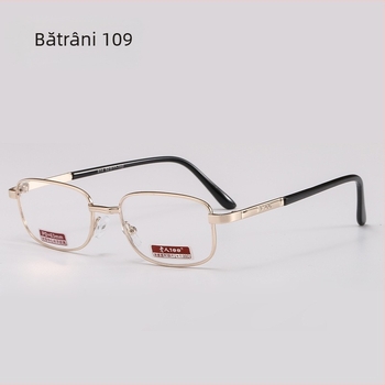 Ochelari de citit pentru persoane în vârstă, model 814, ramă metalică completă, lentile din sticlă, cu acoperire optică