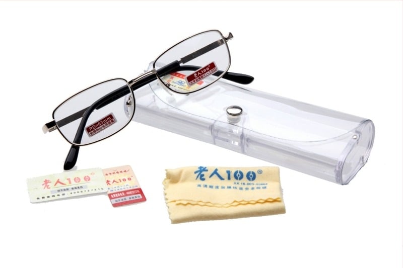 Ochelari de citit pentru persoane în vârstă, model 814, ramă metalică completă, lentile din sticlă, cu acoperire optică