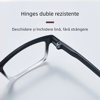 Ochelari de citit, ramă ovală, ramă completă, lentile din sticlă, ramă din plastic