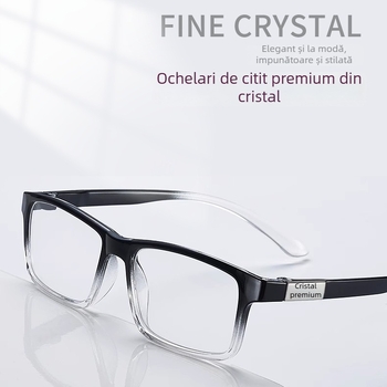 Ochelari de citit, ramă ovală, ramă completă, lentile din sticlă, ramă din plastic