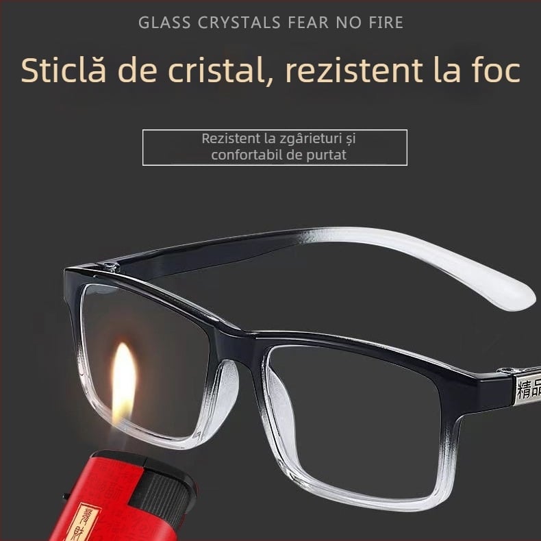 Ochelari de citit, ramă ovală, ramă completă, lentile din sticlă, ramă din plastic