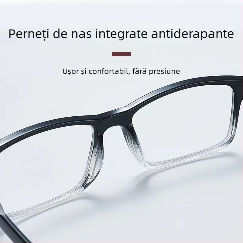 Ochelari de citit, ramă ovală, ramă completă, lentile din sticlă, ramă din plastic