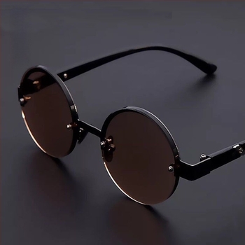 Ochelari de lectură cu rame rotunde fără ramă, lentile din rășină, multifocal pentru aproape și departe, anti-lumină albastră, stil business elegant minimalist