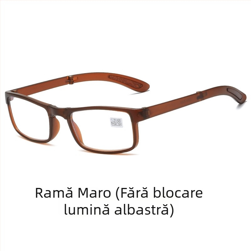 Ochelari presbiopi pliabili cu protecție împotriva luminii albastre, lentile nylon, ramă pătrată, stil vintage