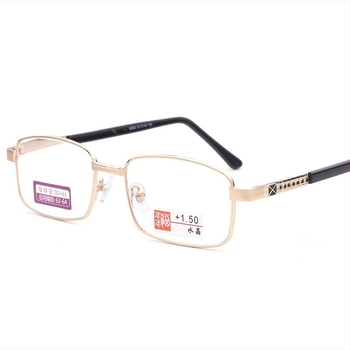 Ochelari de citit cu ramă din oțel inoxidabil, ramă completă, lentile asferice, model 6083 cristal, pentru adulți