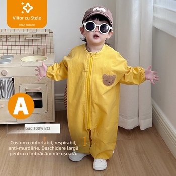 Salopetă din bumbac pentru bebeluți, o singură piesă, cu mânecă lungă, pentru nou-născuți, primăvară-vară 2025