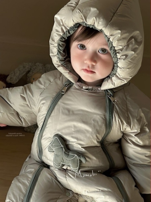 Combinezon pentru sugari, stil coreean, cu puf de gâscă (86–90%), unisex, glugă detașabilă, îmbrăcăminte de iarnă