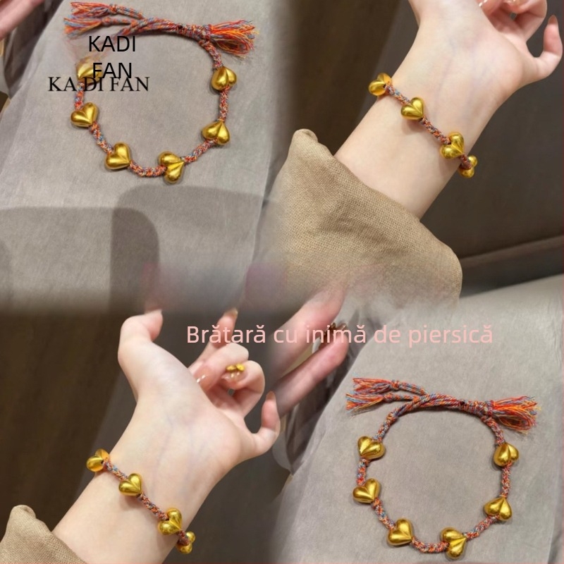 Brățară - formă inimă, unisex, stil drăguț (Material: cupru placat cu aur; Proces: electroplacare; Forma: inimă; Stil: unisex, drăguț)