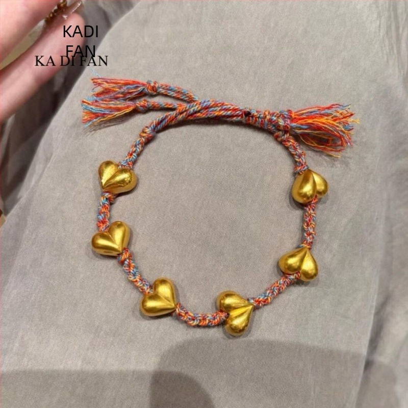 Brățară - formă inimă, unisex, stil drăguț (Material: cupru placat cu aur; Proces: electroplacare; Forma: inimă; Stil: unisex, drăguț)