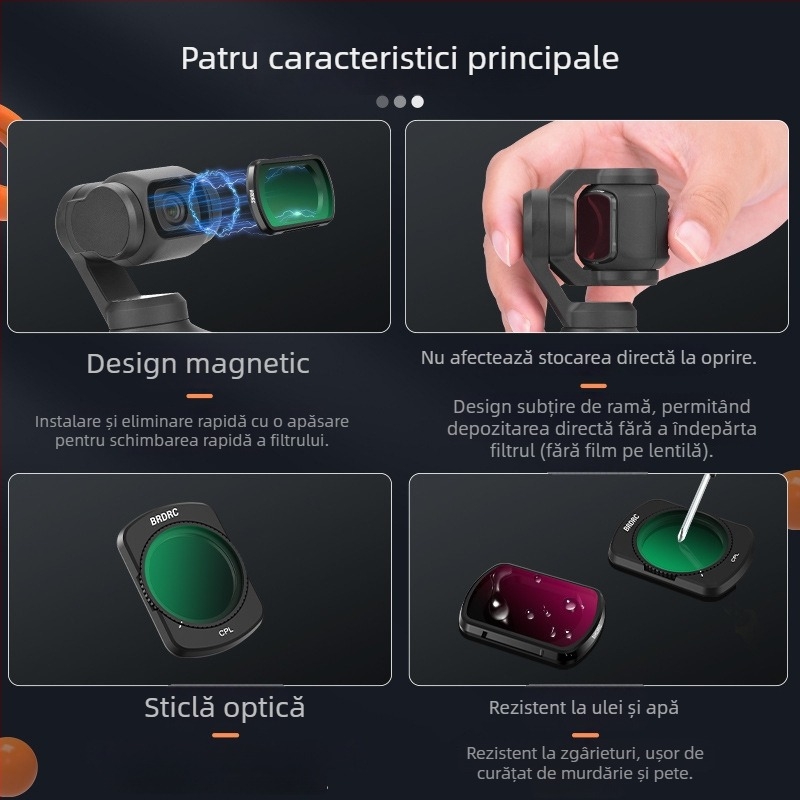 BRDRC Set Filtre pentru DJI Osmo Pocket 3 — Filtre ND, UV și CPL Polarizator